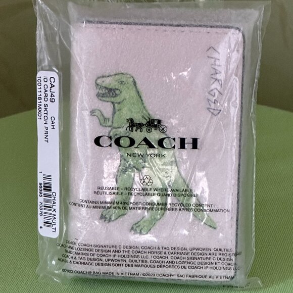COACH ID WALLET WITH SKETCH PRINT:NWT DINOSAUR CAJ49 - Picture 10 of 10